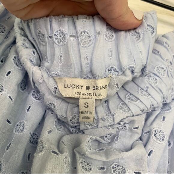 Lucky Brand Eyelet Off Shoulder Top Blue - Picture 4 of 7